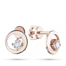 Пусеты из красного золота с бриллиантом э0201пс02200212