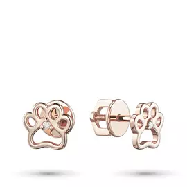 Пусеты из красного золота с бриллиантом э0201пс04200824