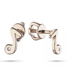 Пусеты из красного золота с бриллиантом э0201пс04200825