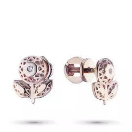 Пусеты из красного золота с бриллиантом э0201пс04201589