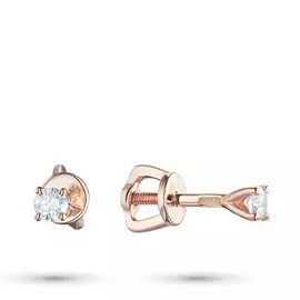 Пусеты из красного золота с бриллиантом э0201пс04202988