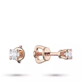 Пусеты из красного золота с бриллиантом э0201пс04202989