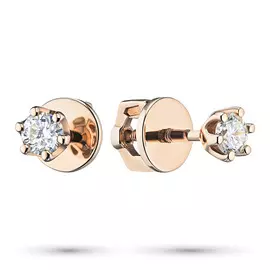 Пусеты из красного золота с бриллиантом э0201пс04202991