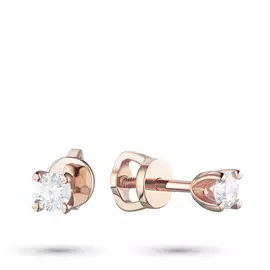 Пусеты из красного золота с бриллиантом э0201пс04203139