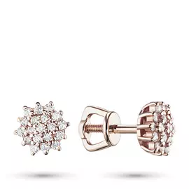 Пусеты из красного золота с бриллиантом э0201пс05165900