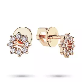 Пусеты из красного золота с бриллиантом э0201пс05182800