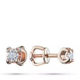 Пусеты из красного золота с бриллиантом э0201пс06200855