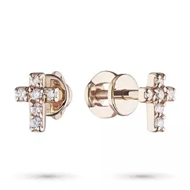 Пусеты из красного золота с бриллиантом э0201пс08194070