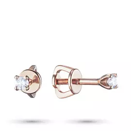 Пусеты из красного золота с бриллиантом э0201пс11200104