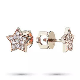 Пусеты из красного золота с бриллиантами э0201пс12141400