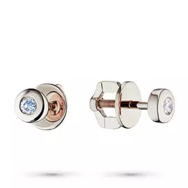 Пусеты из красного золота с бриллиантом э0201пс12151100