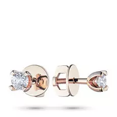 Пусеты из красного золота с бриллиантом п02с041529