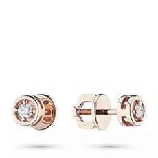 Пусеты из красного золота с бриллиантом п02с051577