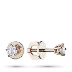 Пусеты из красного золота с бриллиантом п02с071529