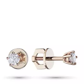 Пусеты из красного золота с бриллиантом п02с071529