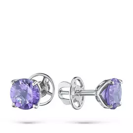 Пусеты из серебра с аметистом 203814-001-0019