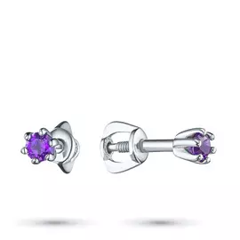 Пусеты из серебра с аметистом э0607пс01160200