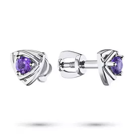 Пусеты из серебра с аметистом э0607пс04200404
