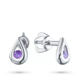 Пусеты из серебра с аметистом э0607пс04200421