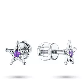 Пусеты из серебра с аметистом э0607пс04202792