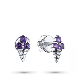 Пусеты из серебра с аметистом э0607пс09194150