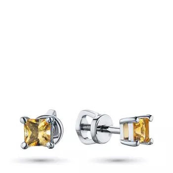 Пусеты из серебра с цитринами э0620пс03220410