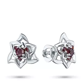 Пусеты из серебра с гранатами э0606пс04153900