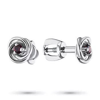 Пусеты из серебра с гранатами э0606пс04200379