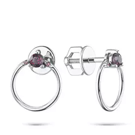 Пусеты из серебра с гранатами э0606пс07200367