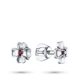 Пусеты из серебра с гранатом э0601пс04202805