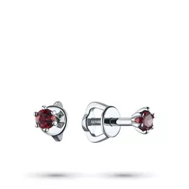 Пусеты из серебра с гранатом э0606пс01160200