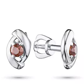 Пусеты из серебра с гранатами э0606пс04200270