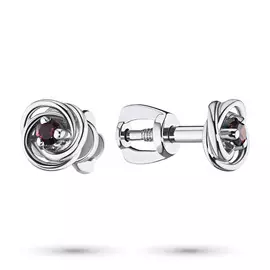 Пусеты из серебра с гранатом э0606пс04200379