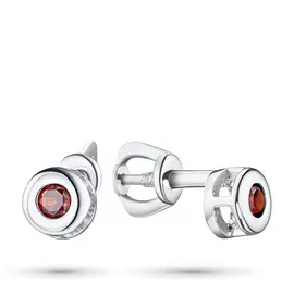 Пусеты из серебра с гранатом э0606пс04200389