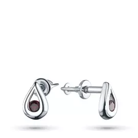 Пусеты из серебра с гранатом э0606пс04200423