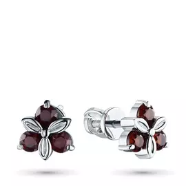 Пусеты из серебра с гранатом э0606пс07131900