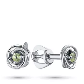 Пусеты из серебра с хризолитом э0611пс04200380