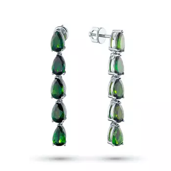 Пусеты из серебра с хромдиопсидами э0605пс03210461