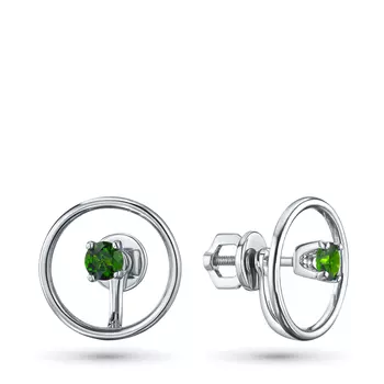 Пусеты из серебра с хромдиопсидами э0605пс03220353