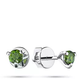 Пусеты из серебра с хромдиопсидами э0605пс05112600