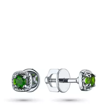 Пусеты из серебра с хромдиопсидами э0605пс10210206