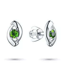 Пусеты из серебра с хромдиопсидом э0605пс04200271