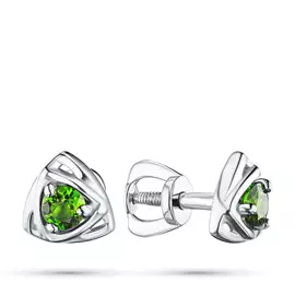 Пусеты из серебра с хромдиопсидом э0605пс04200407