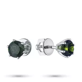 Пусеты из серебра с хромдиопсидом э0605пс04202599