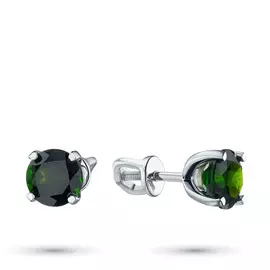 Пусеты из серебра с хромдиопсидом э0605пс11102400