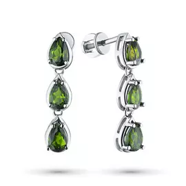 Пусеты из серебра с хромдиопсидом э0605сг04201021