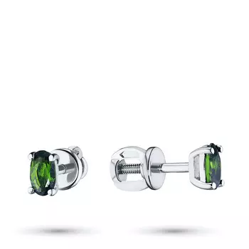 Пусеты из серебра с хромдиопсидом э0605сг04201344