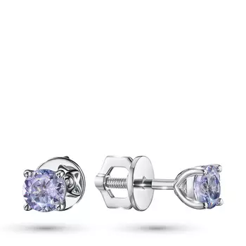 Пусеты из серебра с танзанитами э0608пс09200401