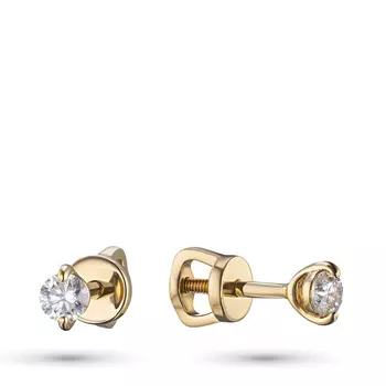 Пусеты из желтого золота с бриллиантами э0301пс01220879