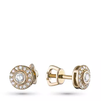 Пусеты из желтого золота с бриллиантами э0301пс02150500